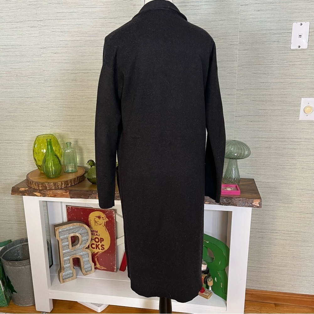Aritzia Babaton Lance Open Front Cardigan Black Long Line Knit Size S Wool Linen - Picture 2 of 7